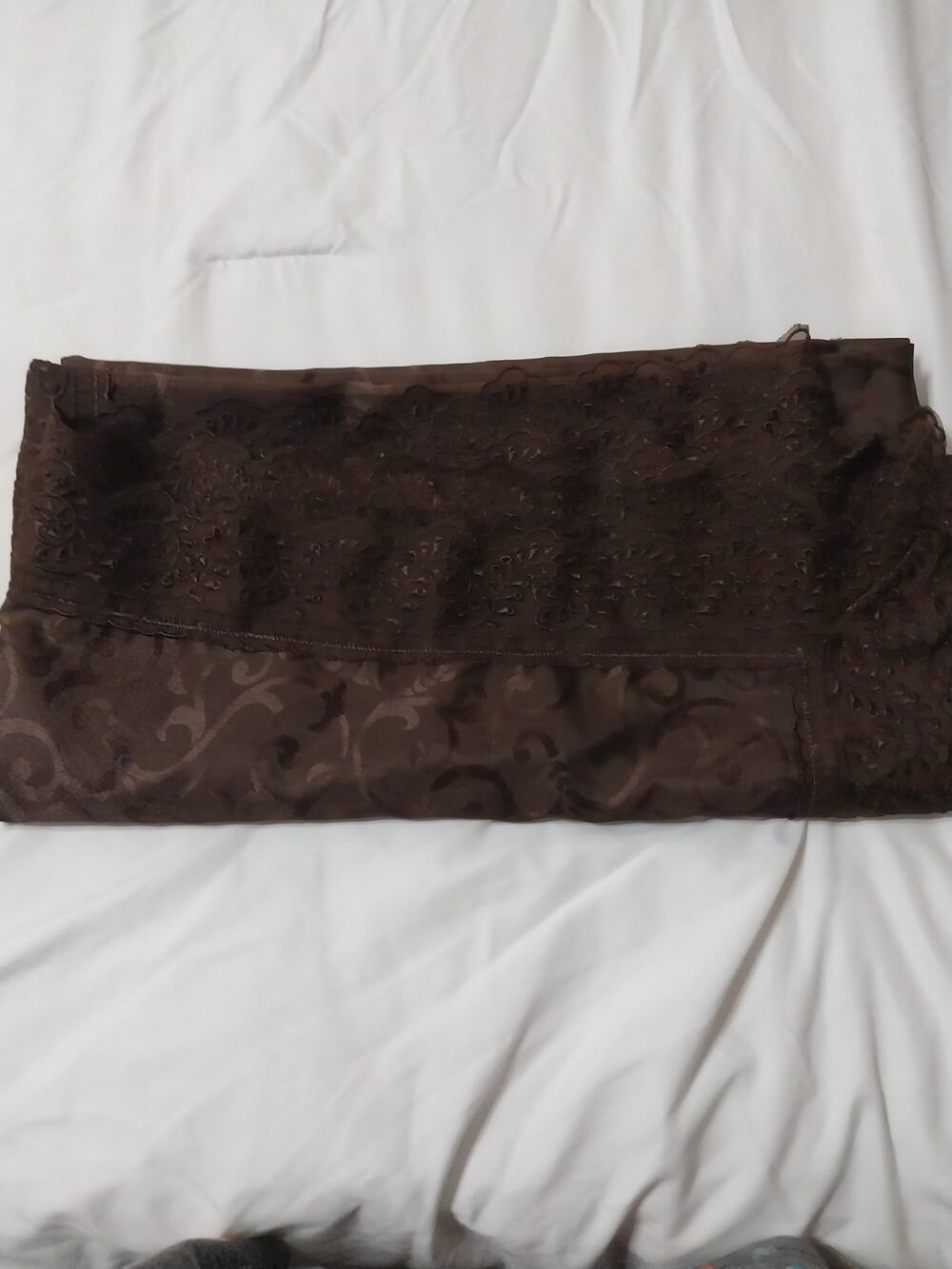 Brown Shower Curtain With Brown Lace Trim 72x72